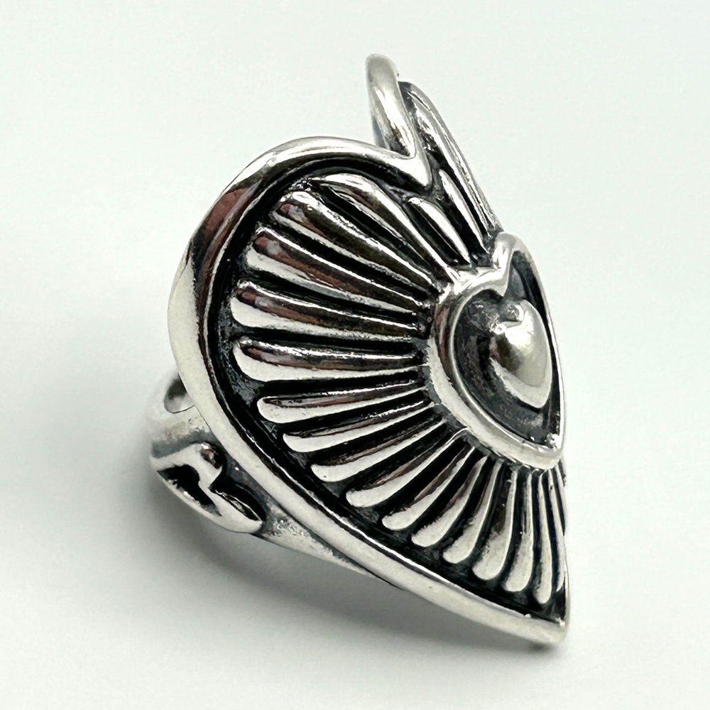 Signed Carolyn Pollack 925 Sterling Silver Heart Statement Ring EUC 15g Size 5 - Picture 6 of 15